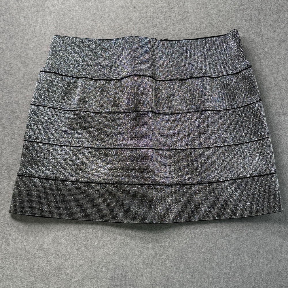 Frederick's of‎ Hollywood Women's Metallic Bandage Mini Skirt Silver Large USA